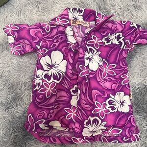 Kids' Vibrant Purple Floral Button Down Shirt